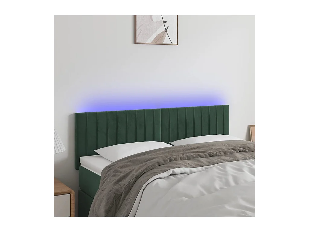 Tête de lit à LED Vert foncé 144x5x78/88 cm Velours