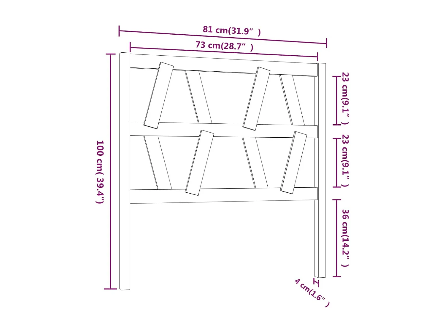 Hoofdbord 81x4x100 cm massief grenenhout grijs