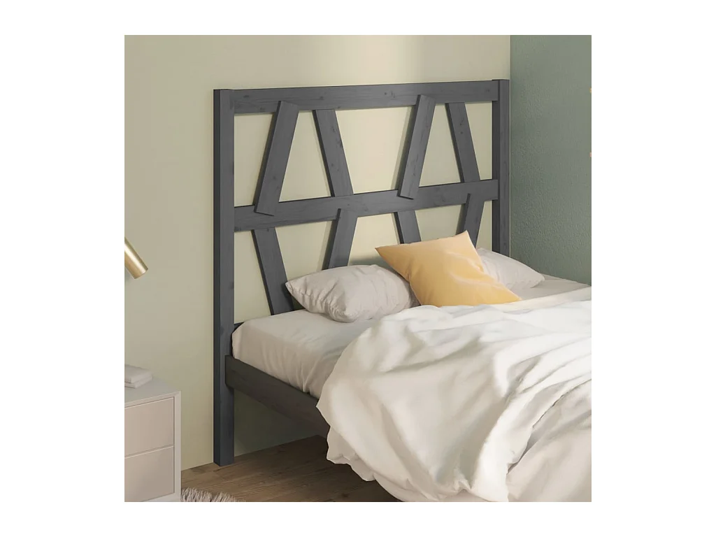 Cabecero de cama madera maciza de pino gris 81x4x100 cm