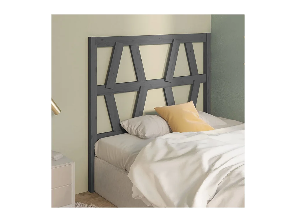 Cabecero de cama madera maciza de pino gris 81x4x100 cm