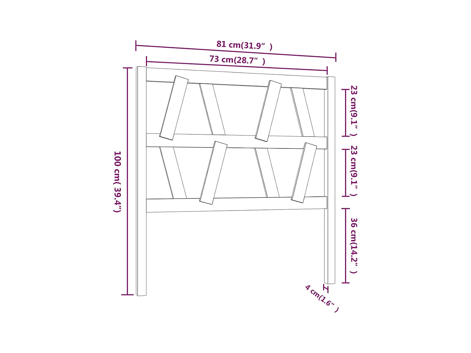 Cabecero de cama madera maciza de pino gris 81x4x100 cm