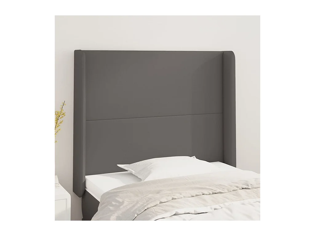 Tête de lit avec oreilles Gris 103x16x118/128 cm Similicuir