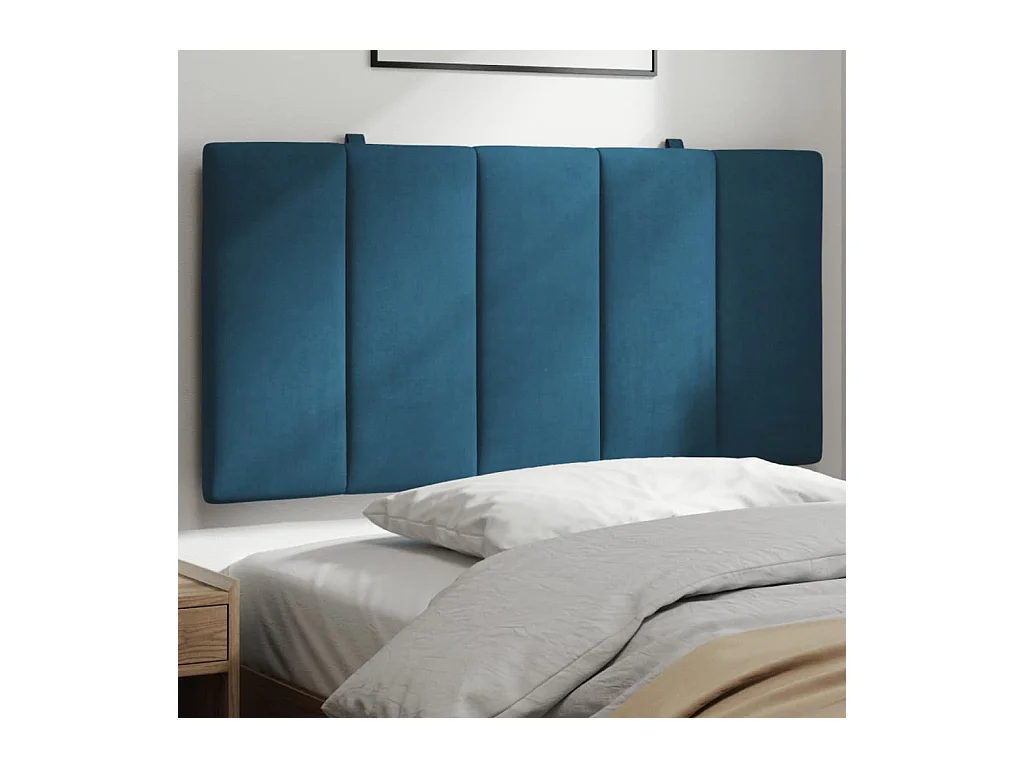 Tête de lit coussin bleu 100 cm velours