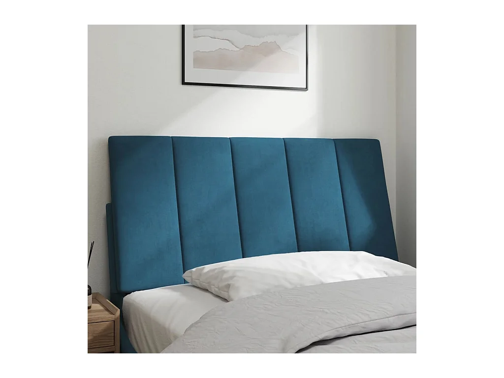 Tête de lit coussin bleu 100 cm velours