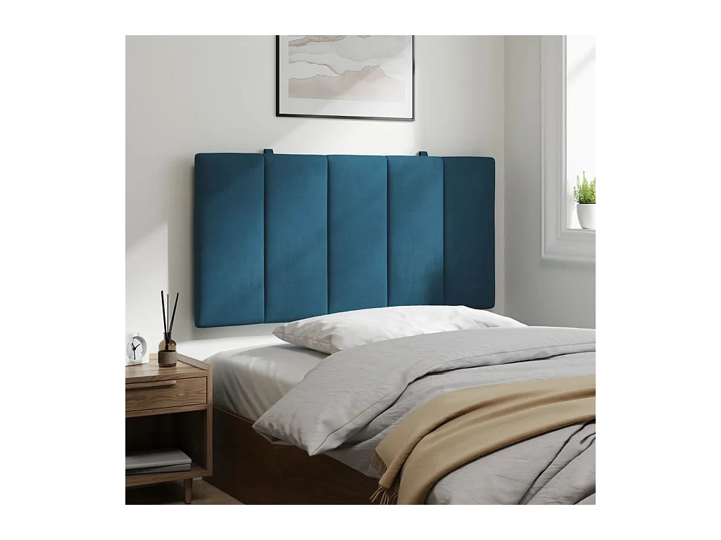 Tête de lit coussin bleu 100 cm velours