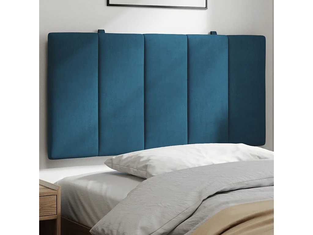 Tête de lit coussin bleu 100 cm velours