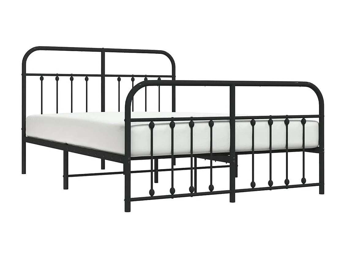 Estrutura de cama com cabeceira e pés 140x190 cm metal preto