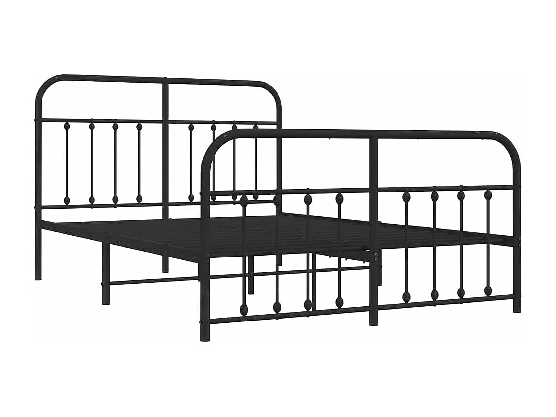 Estrutura de cama com cabeceira e pés 140x190 cm metal preto