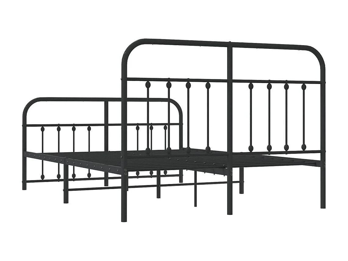 Estrutura de cama com cabeceira e pés 140x190 cm metal preto