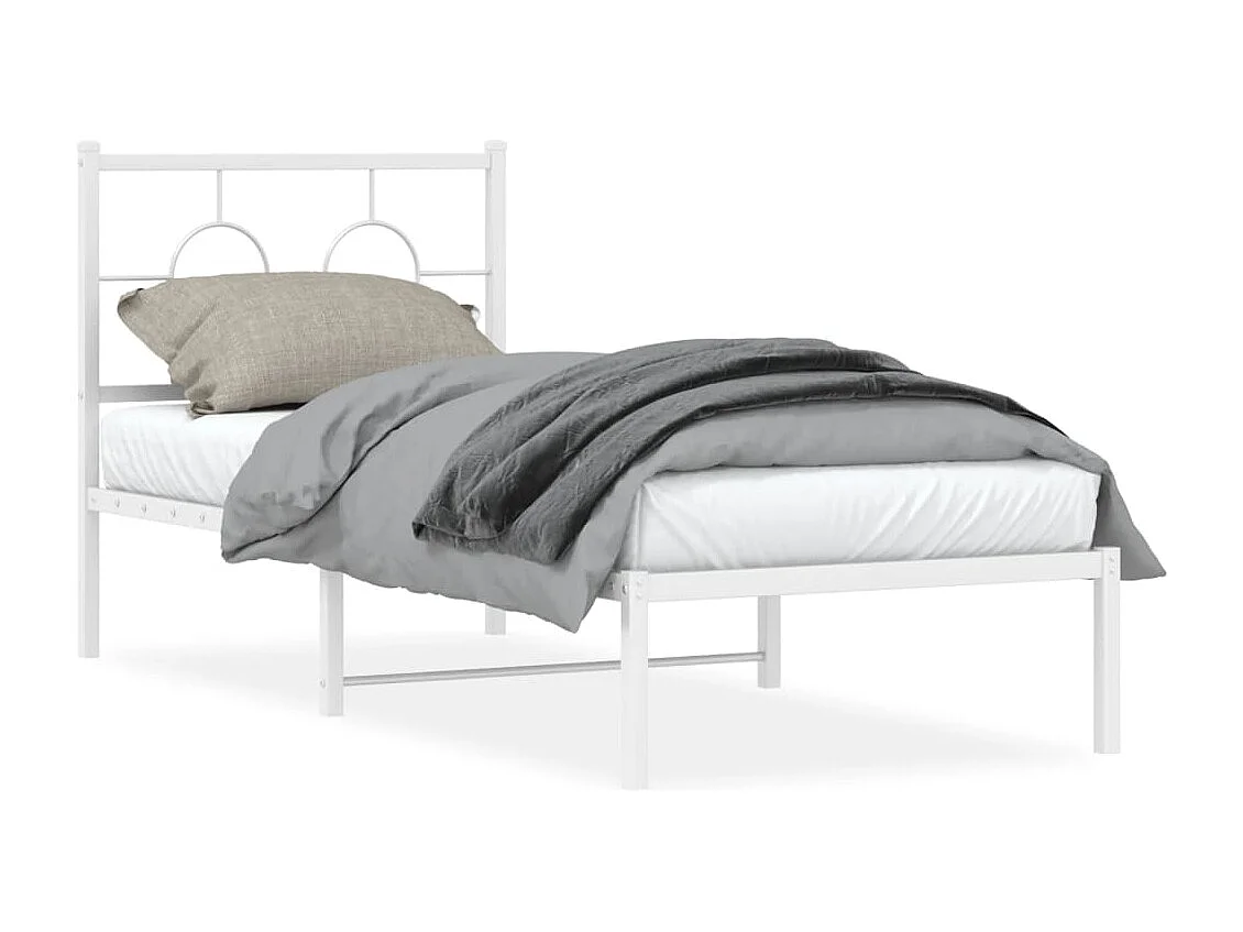 Estrutura de cama com cabeceira 80x200 cm metal branco