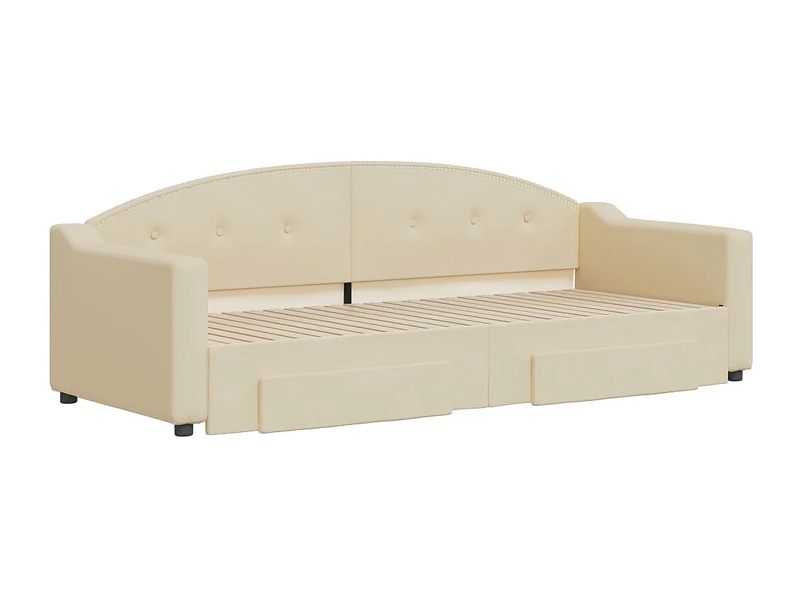 Slaapbank met onderschuifbed en lades 80x200 cm stof crèmekleur