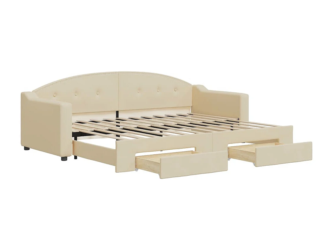 Sofá cama nido con cajones tela color crema 80x200 cm