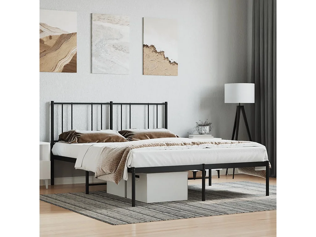 Estrutura de cama com cabeceira 140x190 cm metal preto
