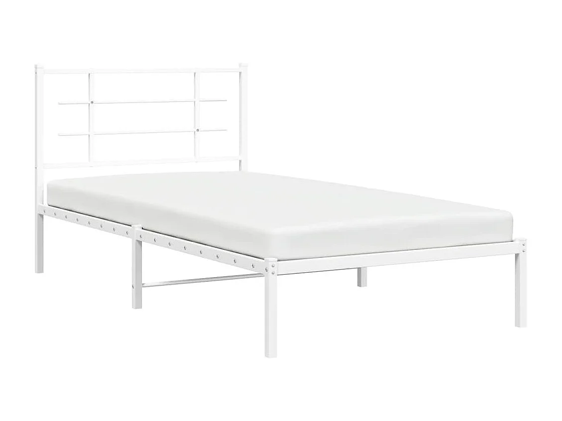 Cadre de lit métal avec tête de lit blanc 100x200 cm
