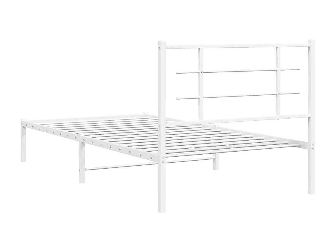 Estructura de cama de metal con cabecero blanco 100x200 cm
