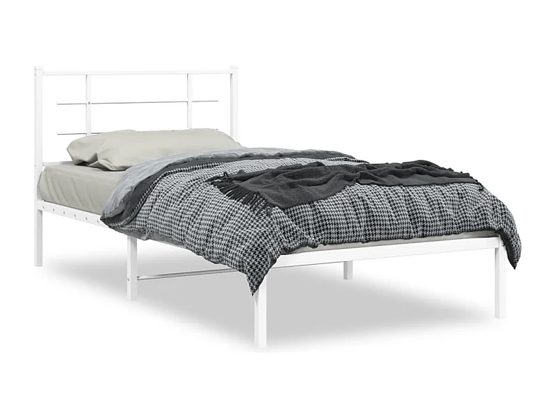 Estructura de cama de metal con cabecero blanco 100x200 cm