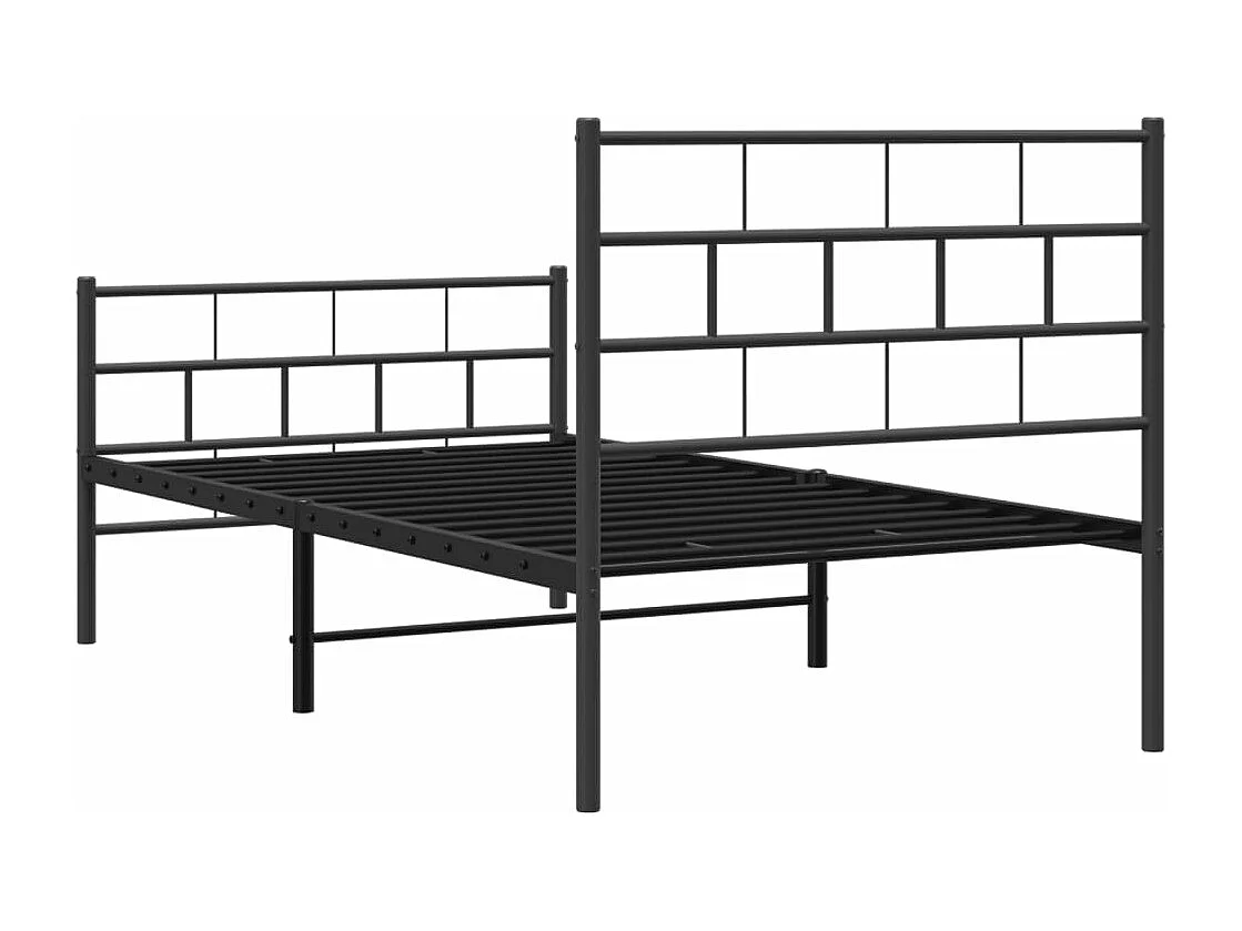 Cadre de lit métal avec tête de lit/pied de lit noir 75x190 cm