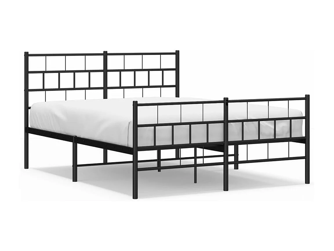 Estrutura de cama com cabeceira e pés 140x190 cm metal preto