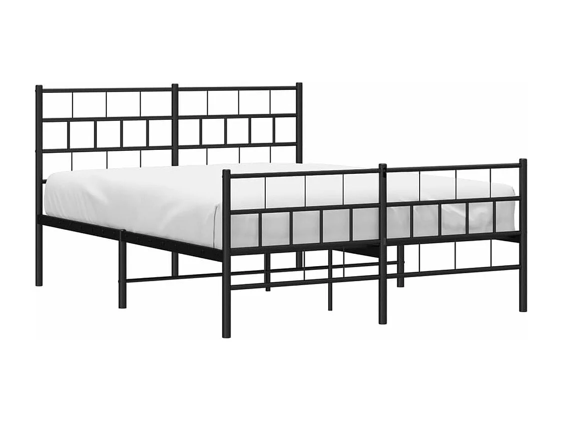 Estrutura de cama com cabeceira e pés 140x190 cm metal preto