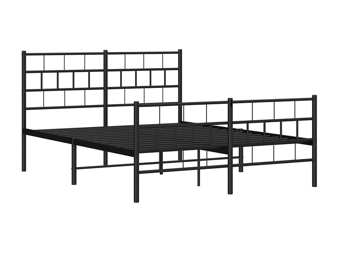 Estrutura de cama com cabeceira e pés 140x190 cm metal preto