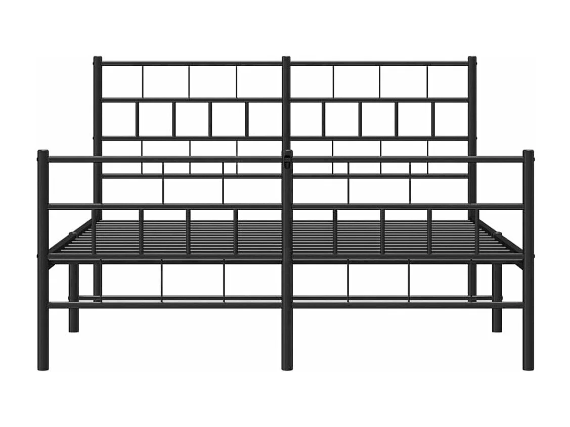 Estrutura de cama com cabeceira e pés 140x190 cm metal preto