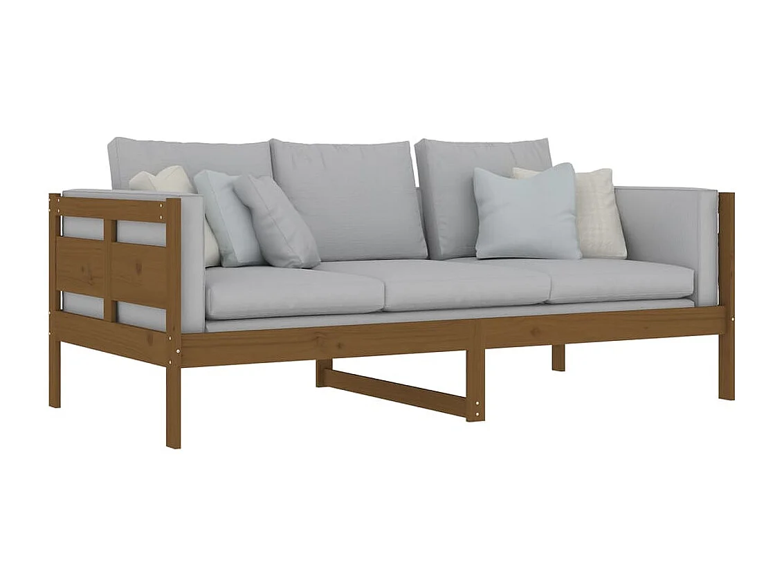 Lit de jour Marron miel Bois de pin massif 90x190 cm