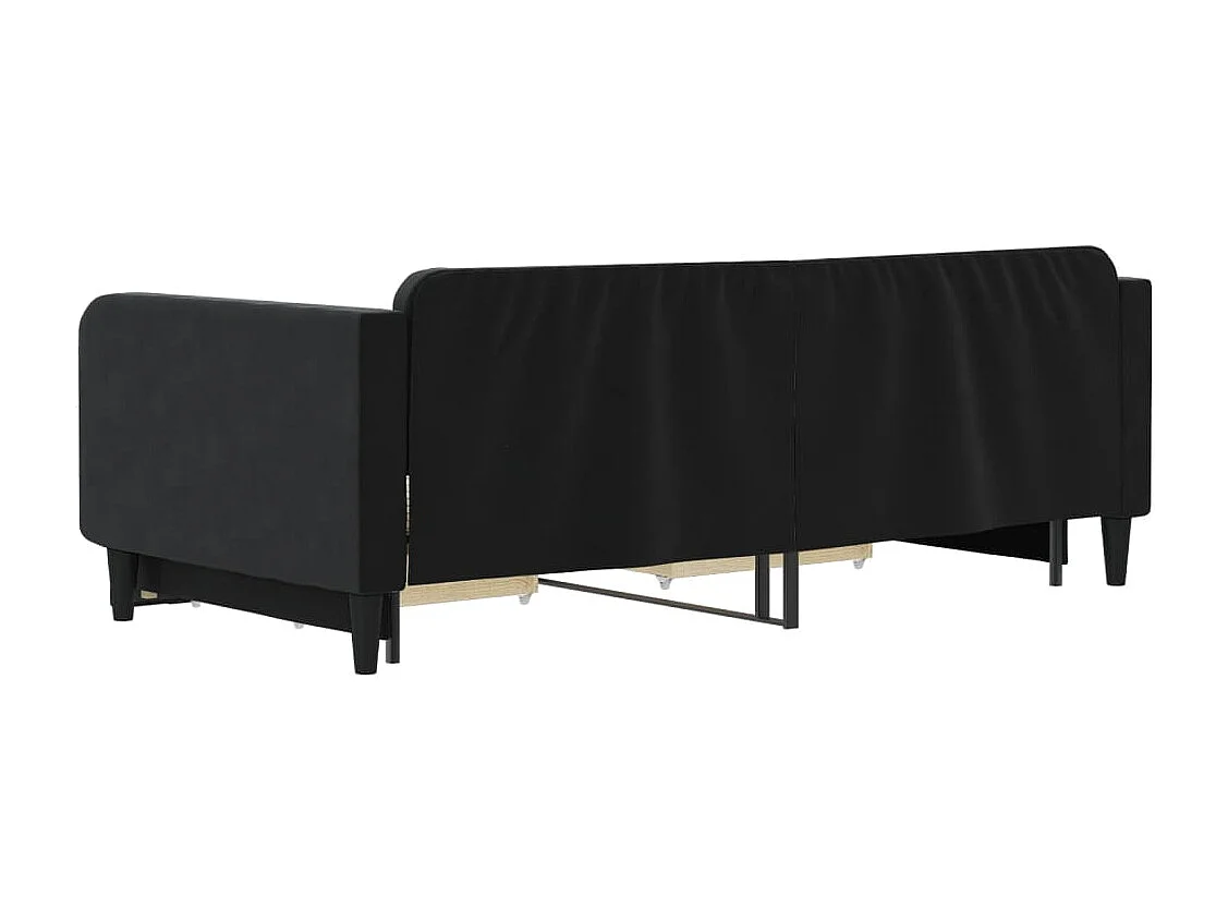 Lit de jour avec gigogne et tiroirs noir 100x200 cm velours