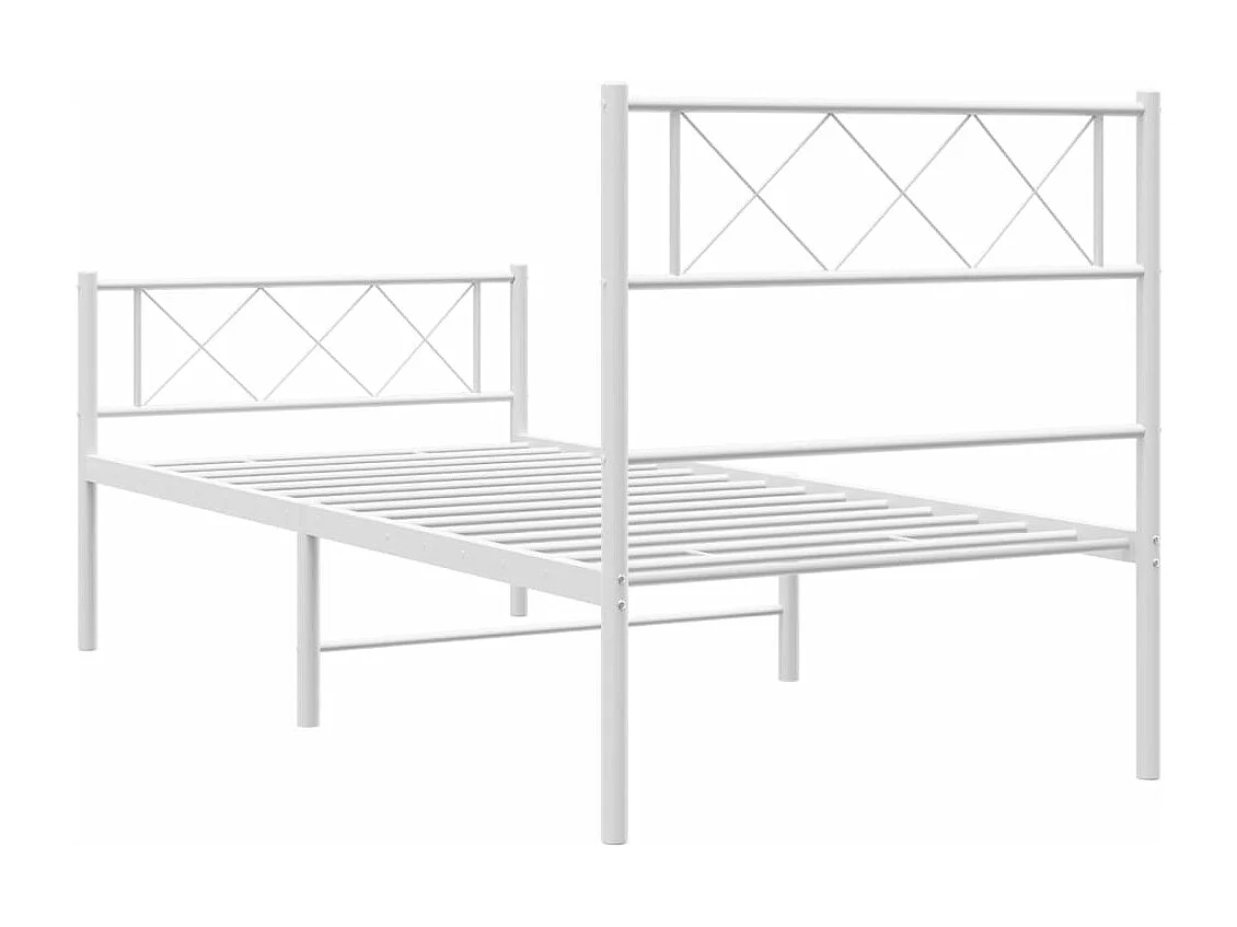 Estrutura de cama com cabeceira e pés 107x203 cm metal branco