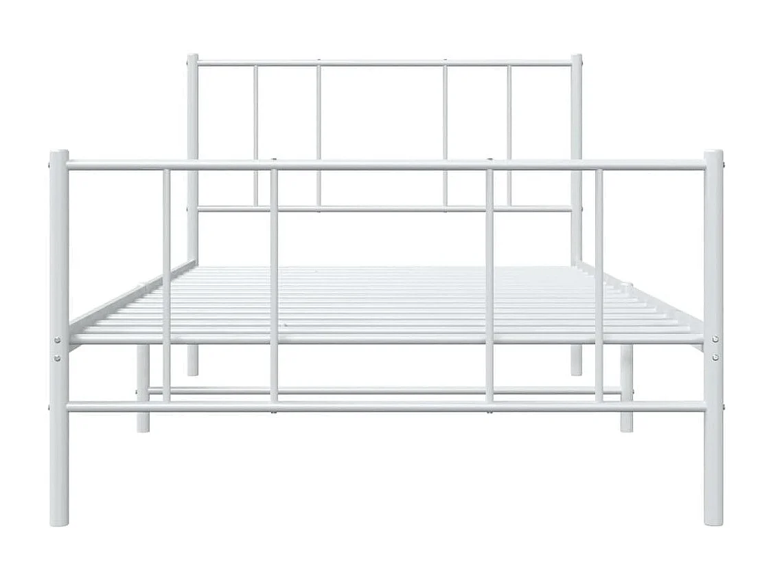 Estrutura de cama com cabeceira e pés 100x190 cm metal branco