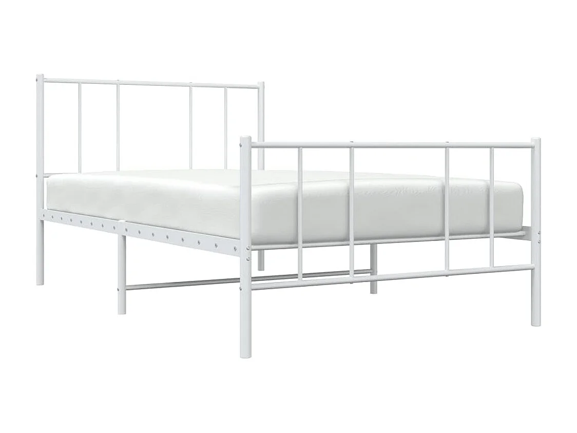 Estrutura de cama com cabeceira e pés 100x190 cm metal branco