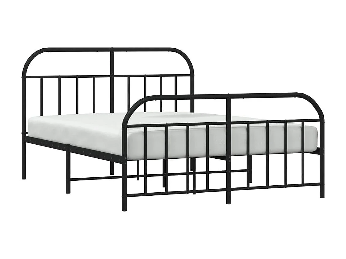 Estrutura de cama com cabeceira e pés 160x200 cm metal preto