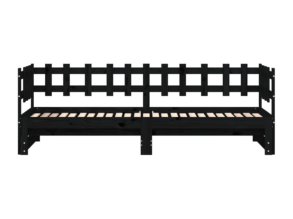 Slaapbank uitschuifbaar massief grenenhout zwart 2x(90x200) cm