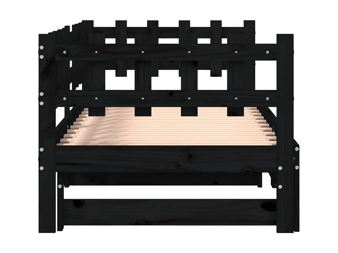 Slaapbank uitschuifbaar massief grenenhout zwart 2x(90x200) cm