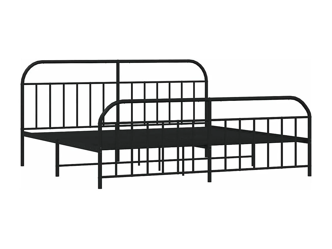 Cadre de lit métal avec tête de lit/pied de lit noir 200x200 cm