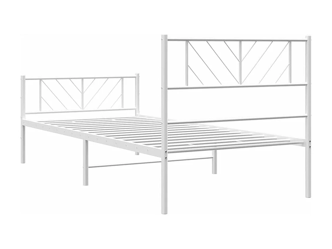 Cadre de lit métal avec tête de lit/pied de lit blanc 80x200 cm