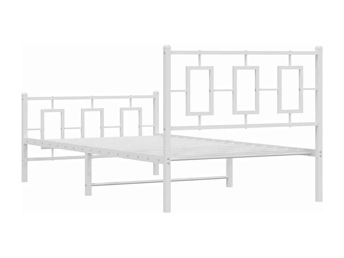 Cadre de lit métal avec tête de lit/pied de lit blanc 100x190cm