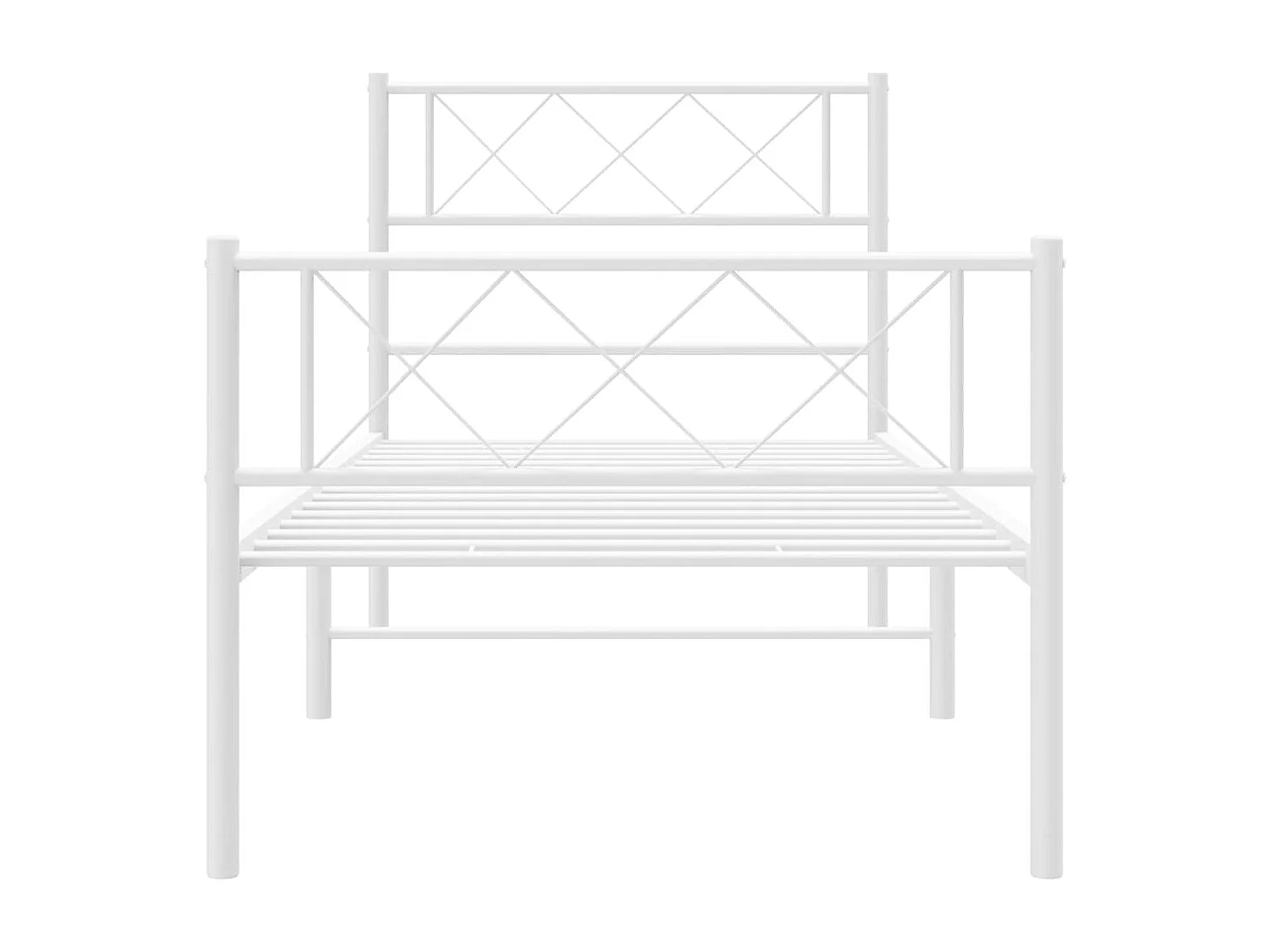 Cadre de lit métal avec tête de lit/pied de lit blanc 90x200 cm