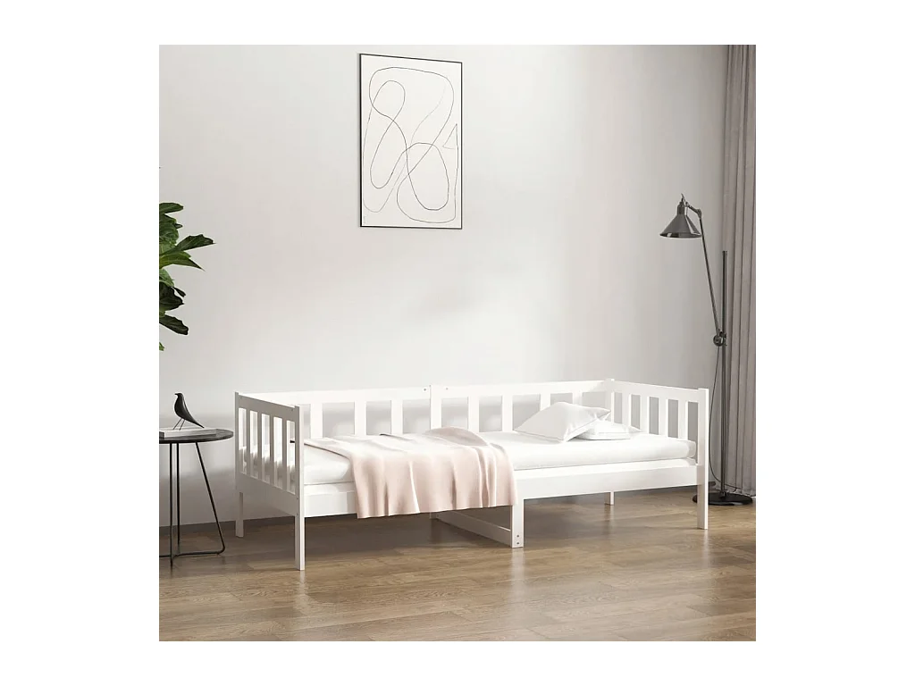 Sofá cama madera maciza de pino blanco 80x200 cm