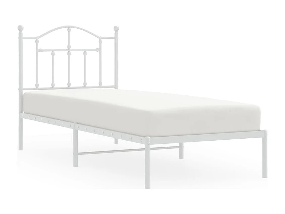 Estructura de cama de metal con cabecero blanco 90x200 cm