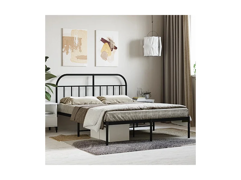 Estrutura de cama com cabeceira 140x190 cm metal preto