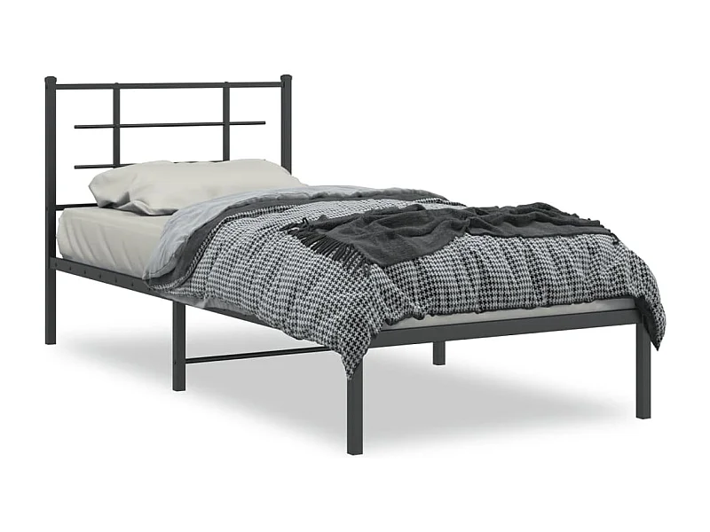 Estrutura de cama com cabeceira 90x200 cm metal preto