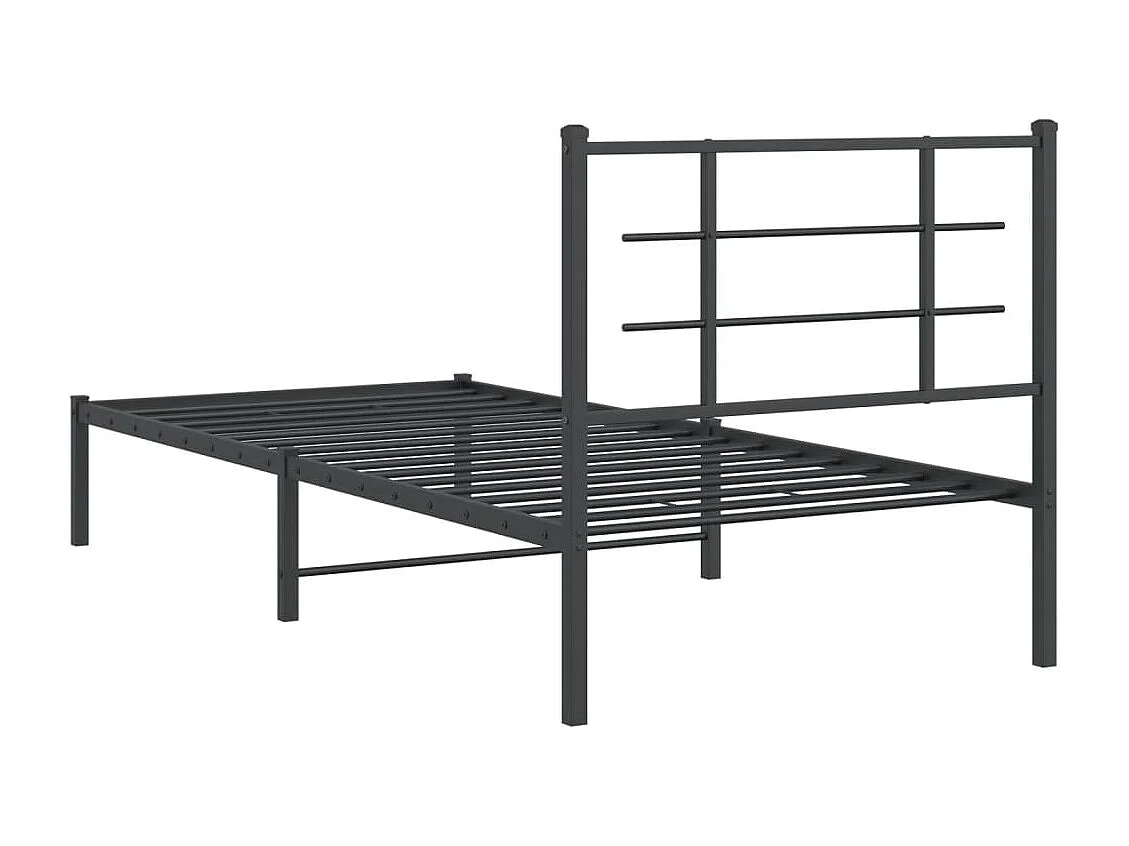 Cadre de lit métal avec tête de lit noir 90x200 cm