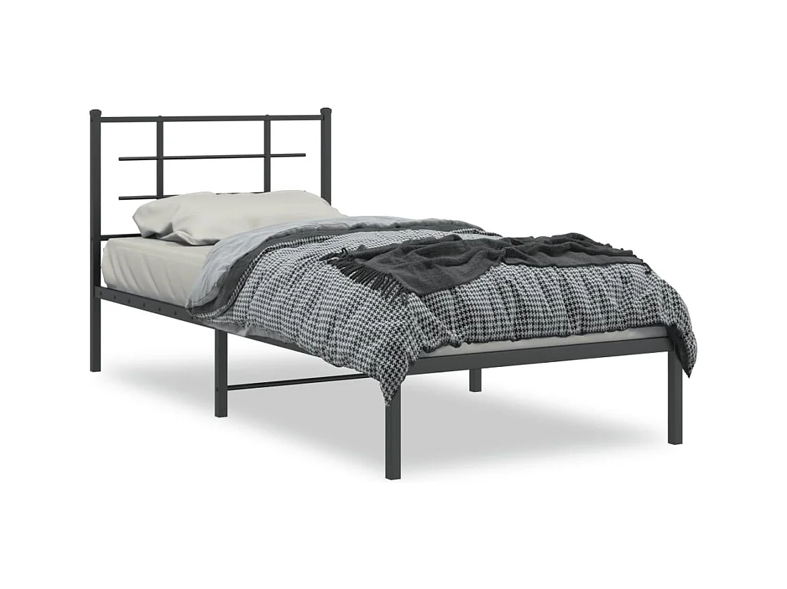 Estrutura de cama com cabeceira 90x200 cm metal preto