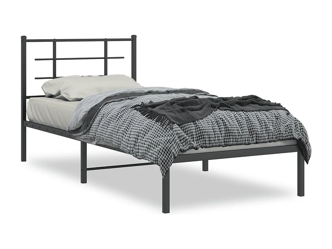 Estrutura de cama com cabeceira 90x200 cm metal preto