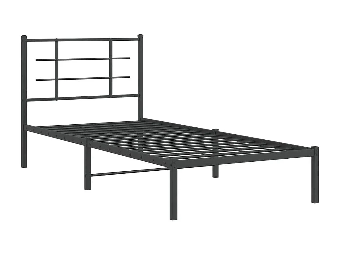 Estrutura de cama com cabeceira 90x200 cm metal preto