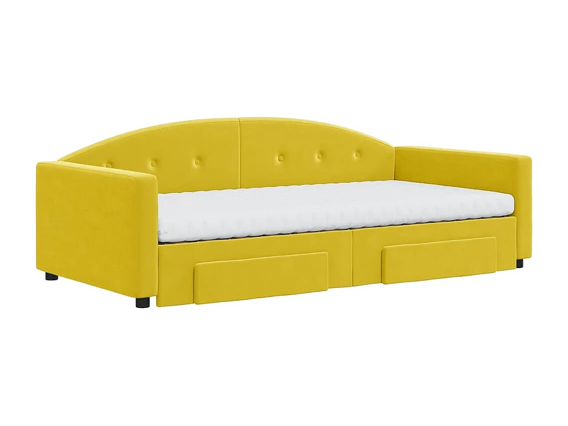 Sofá cama nido con cajones terciopelo amarillo 100x200 cm