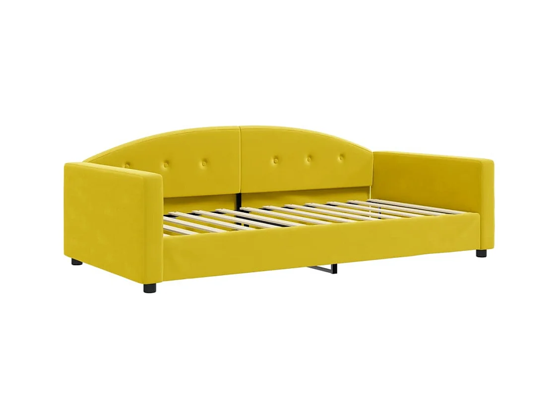 Sofá cama nido con cajones terciopelo amarillo 100x200 cm