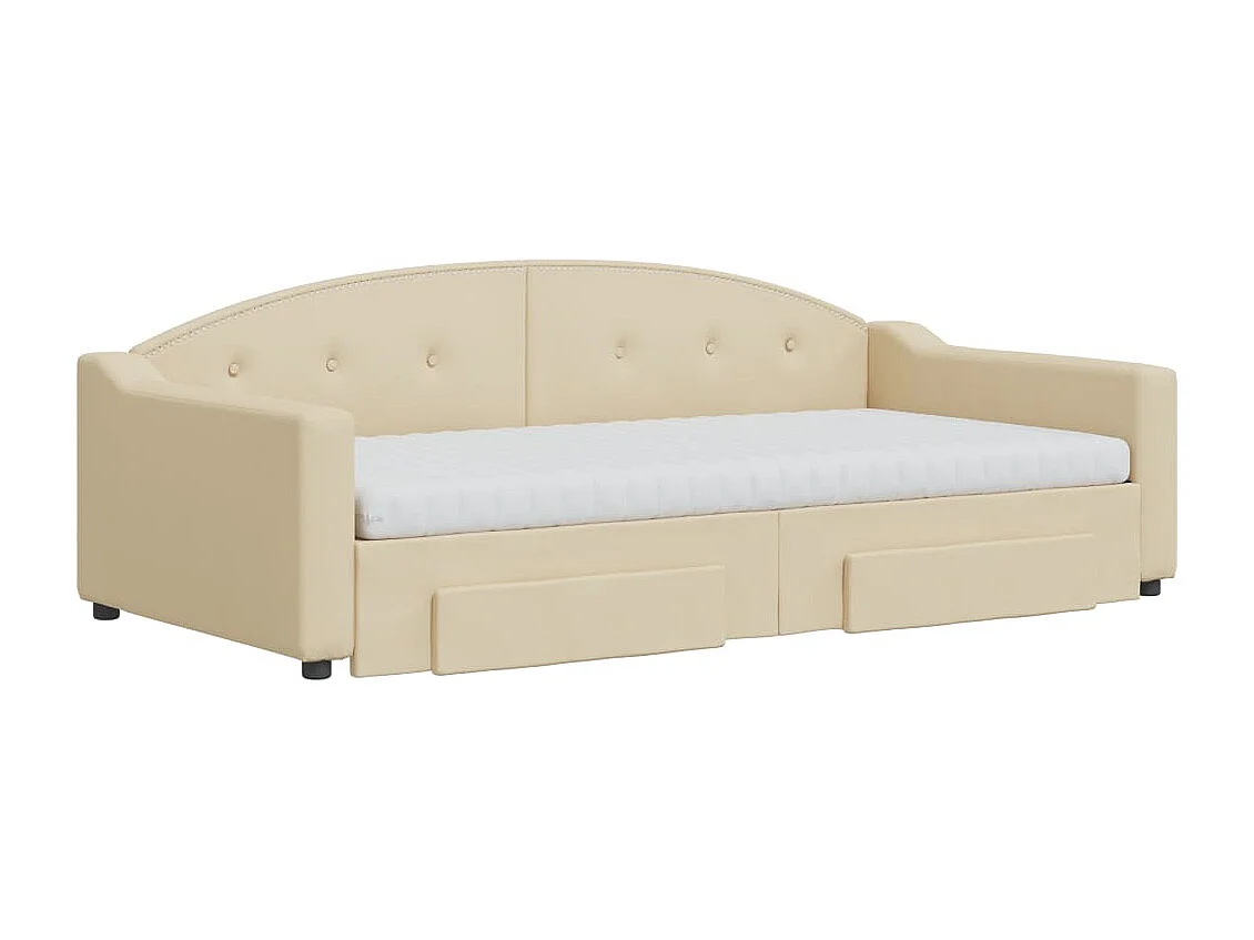 Sofá cama nido con cajones tela color crema 100x200 cm