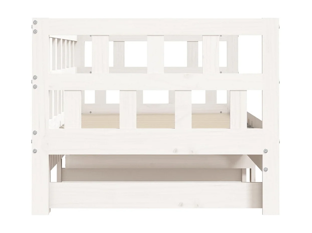 Lit de jour avec lit gigogne blanc 90x190 cm bois de pin massif