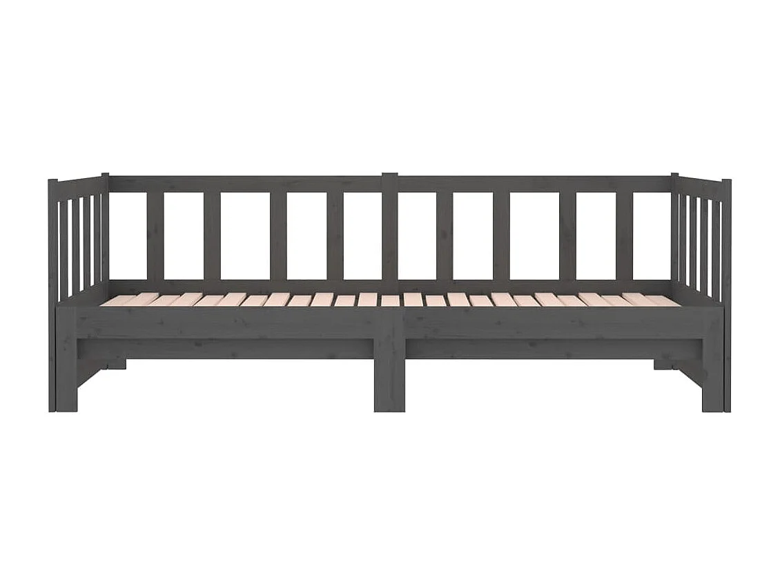 Lit coulissant Gris 2x(90x190) cm Bois de pin massif